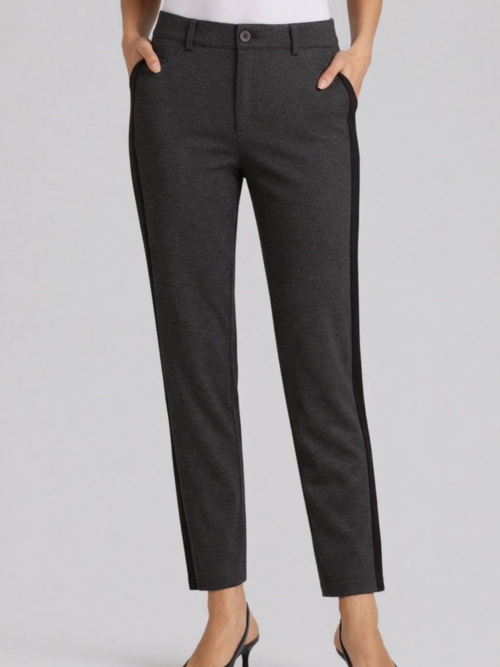 Peace of Cloth Tuxedo Stripe Stretch Pants Size 6 Tailored Ankle Trouser USA